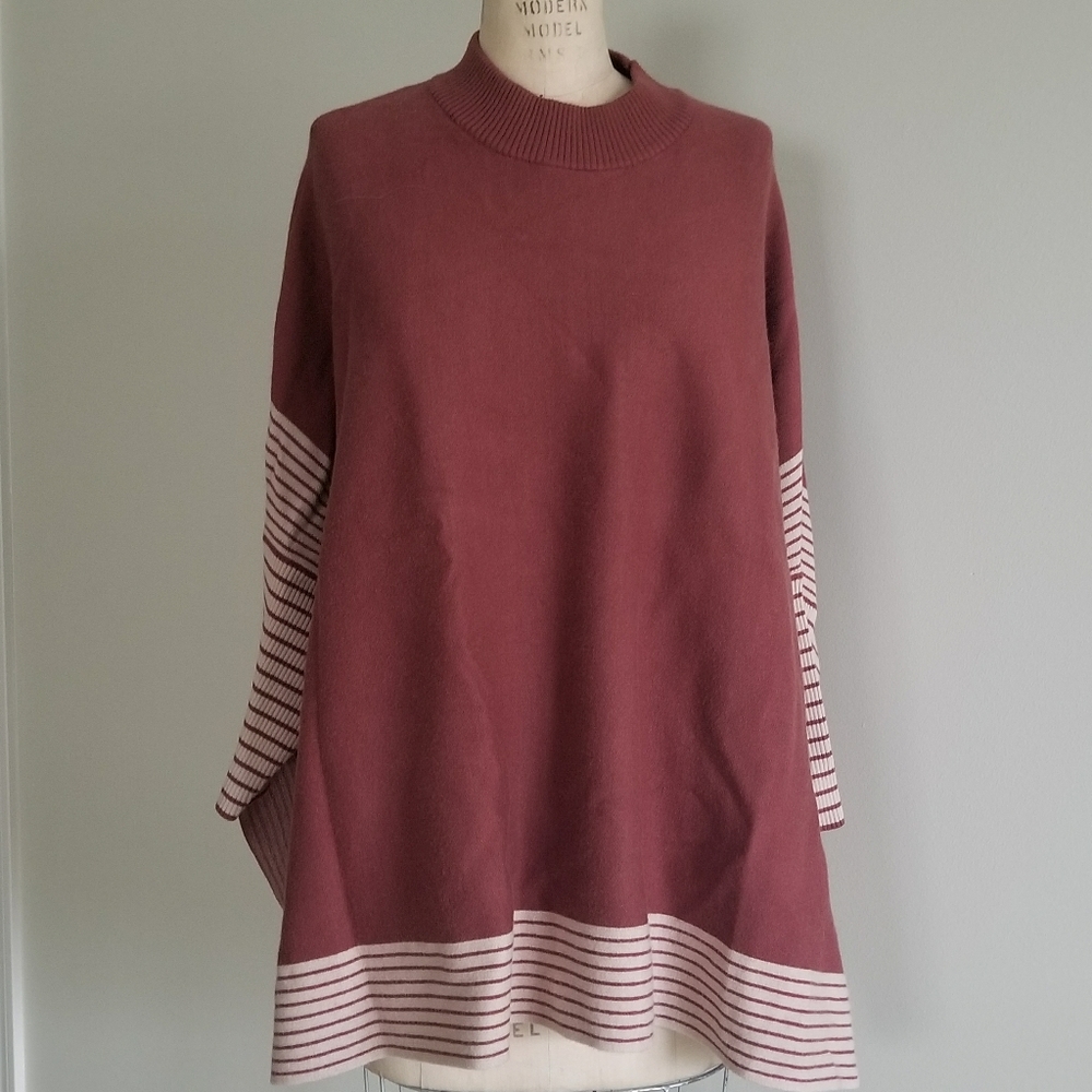 Poncho style cape sweater